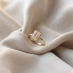 Elegant Champagne-Cut Gold Ring with Rectangular Solitaire Gemstone ring