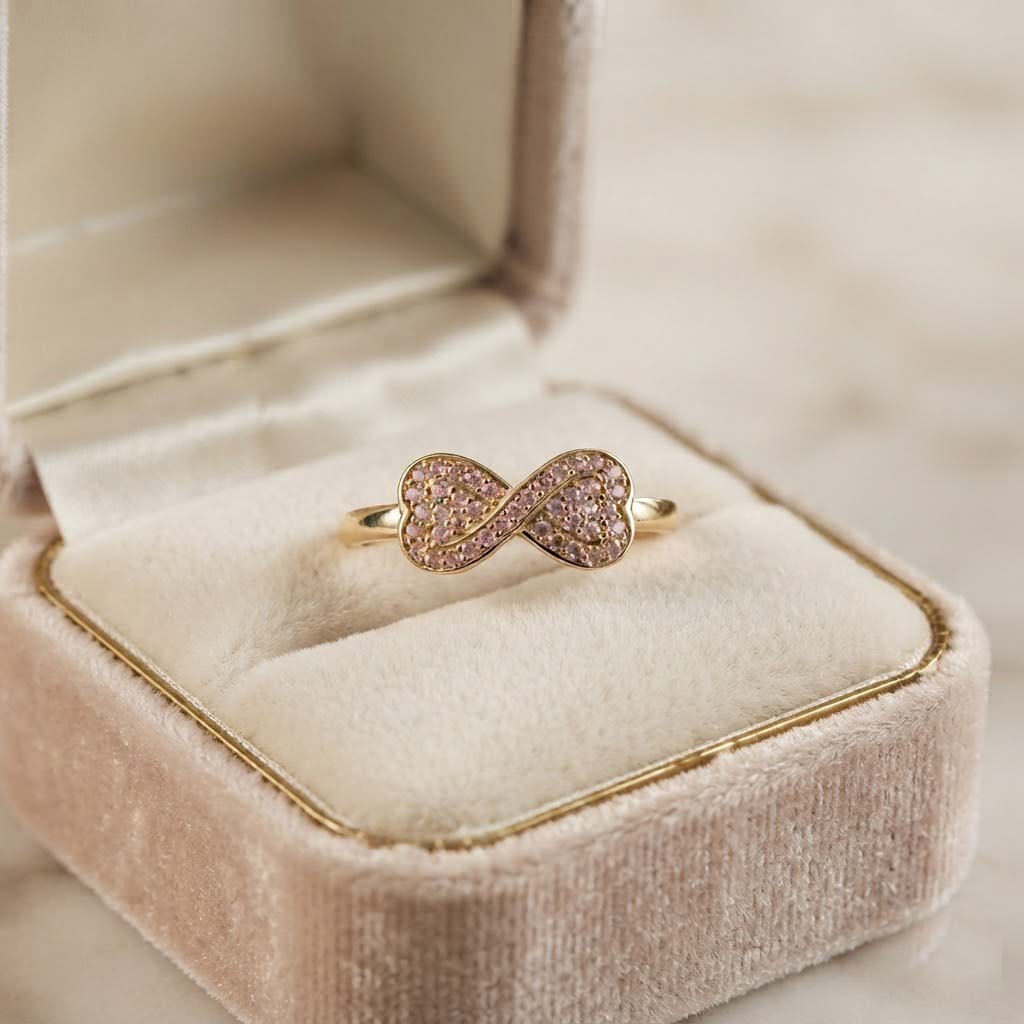 Rose Gold Twisted Infinity Ring Sparkling Infinity Knot Ring Rose Gold Infinity Love Ring