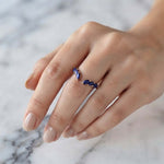 Elegant Blue Gemstone Open Ring – Rose Gold Minimalist Jewelry