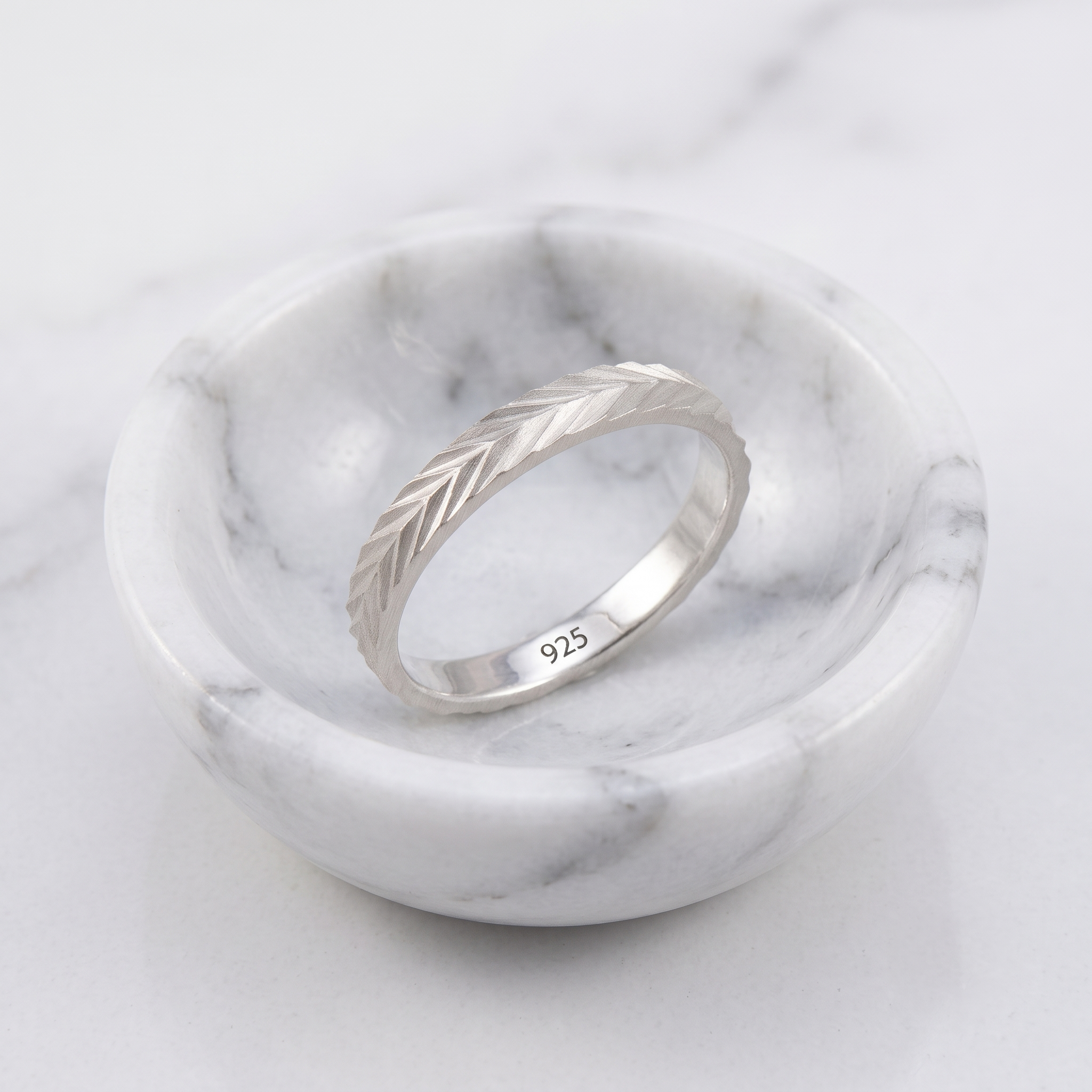 Minimalist 925 Silver Leaf Ring Elegant Leaf Pattern Silver Ring 925 Sterling Silver Leaf Band Ring