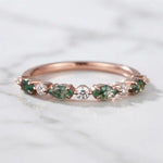 Rose Gold Moss Agate Moissanite Ring, Botanical Wedding Band, Handcrafted 14k Jewelry