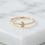 Teardrop Ring, Tiny Drop Gold Ring, 925 Sterling Silver with Yellow Gold Plating, Delicate Stackable Ring, Everyday Chic Jewelry.