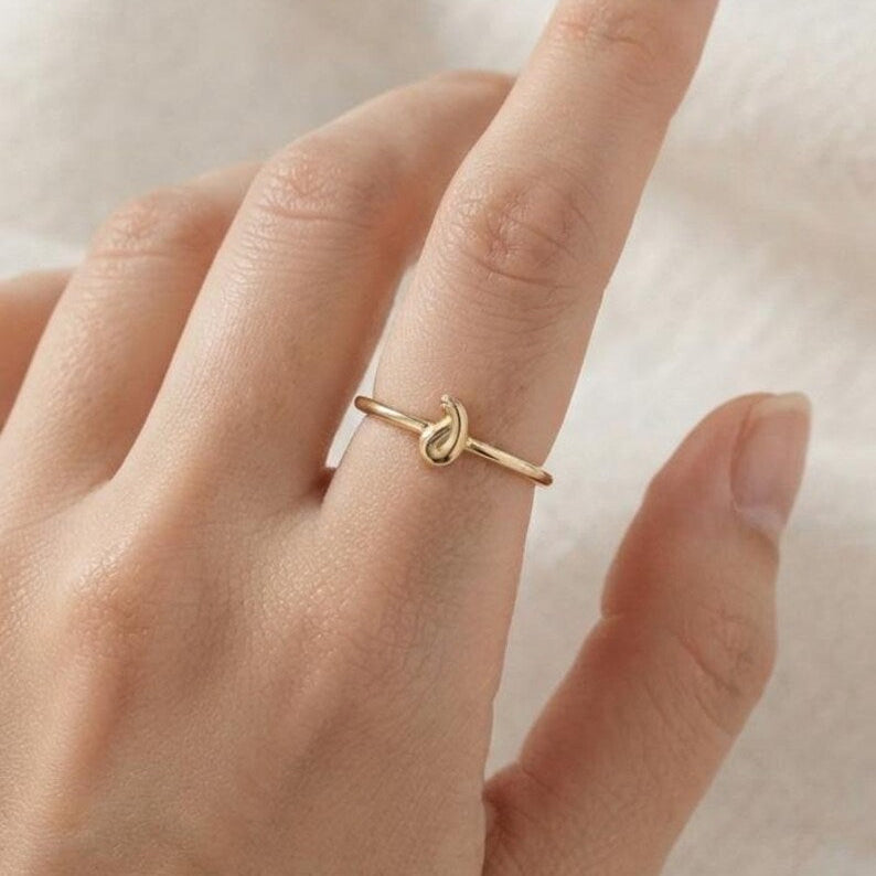 Teardrop Ring, Tiny Drop Gold Ring, 925 Sterling Silver with Yellow Gold Plating, Delicate Stackable Ring, Everyday Chic Jewelry.