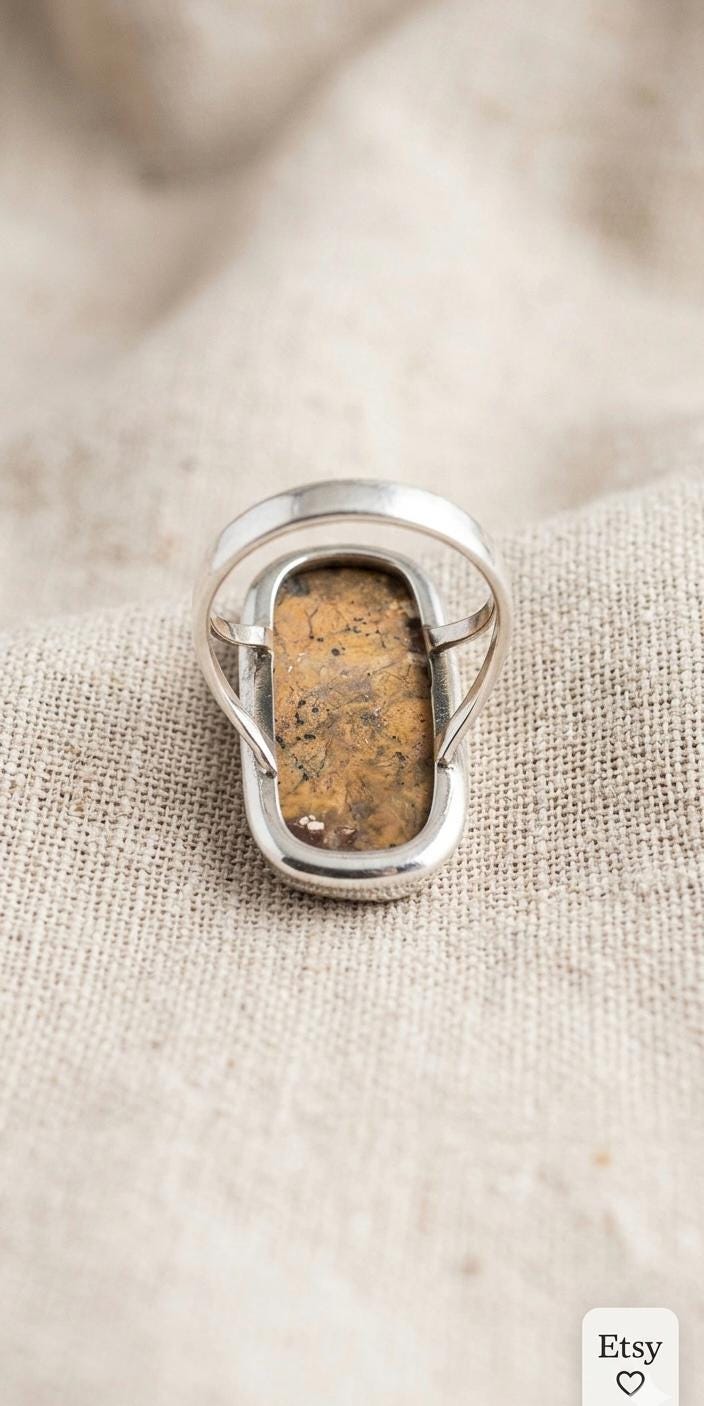 Genuine Magnesite Wild Horse Ring, Sterling Silver, Boho Statement Jewelry