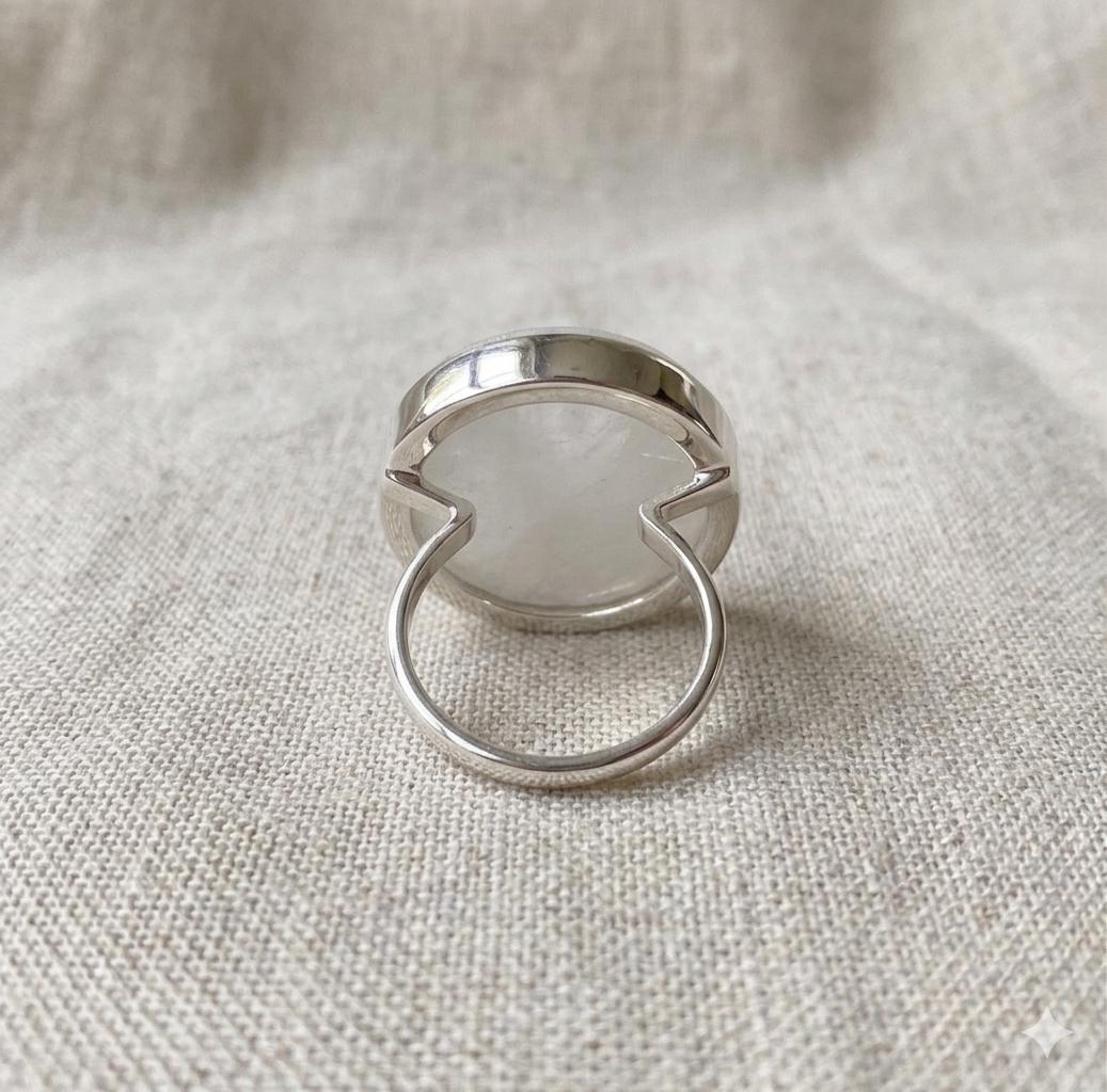 Blue Flash Oval Moonstone Ring, Handmade 925 Silver Statement Jewelry
