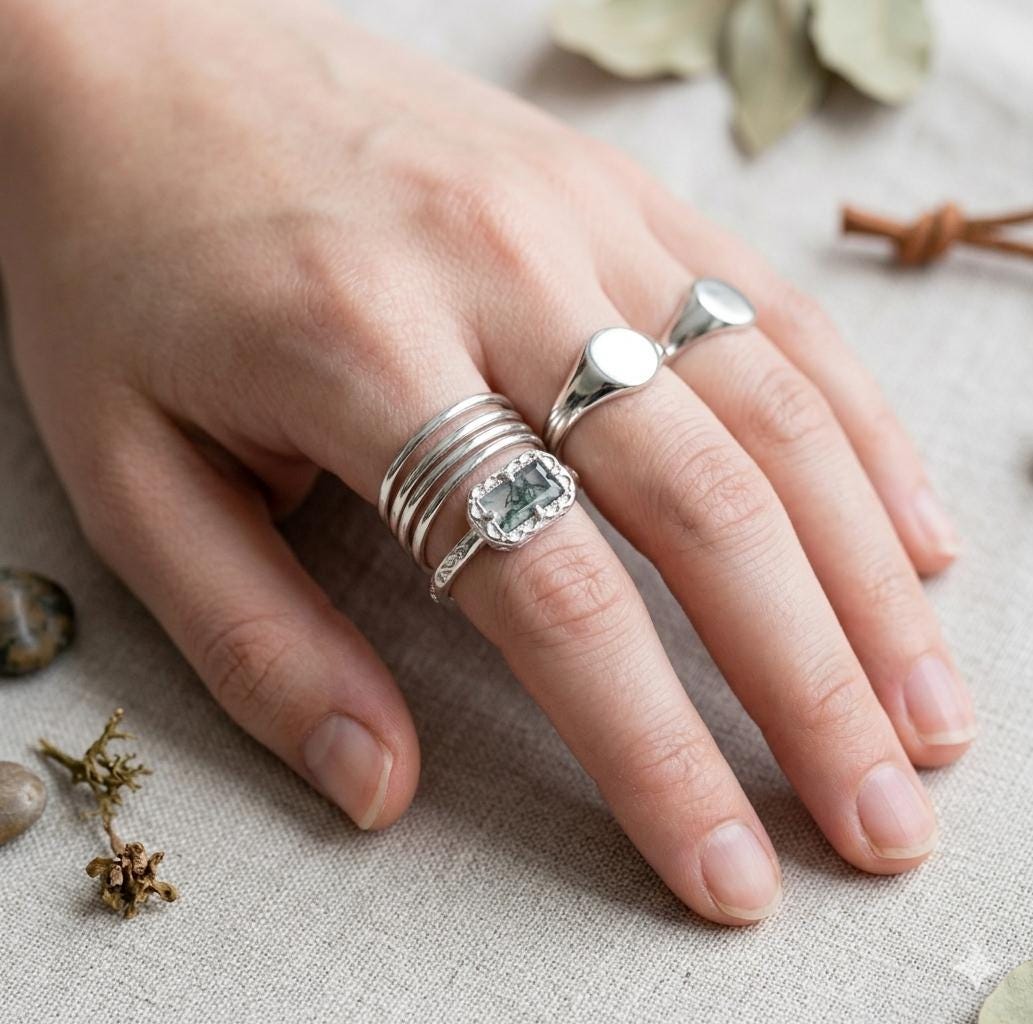 Oval Signet Ring, Gold Silver Dainty Stackable, 925 Sterling Personalized Engraving