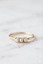 Pearl Stacking Ring Set, Sterling Silver Gold Rose Gold, Minimalist Band Jewelry