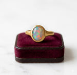Oval Ethiopian Opal Signet Ring, 925 Sterling Silver Statement Band, October Birthstone Jewelry