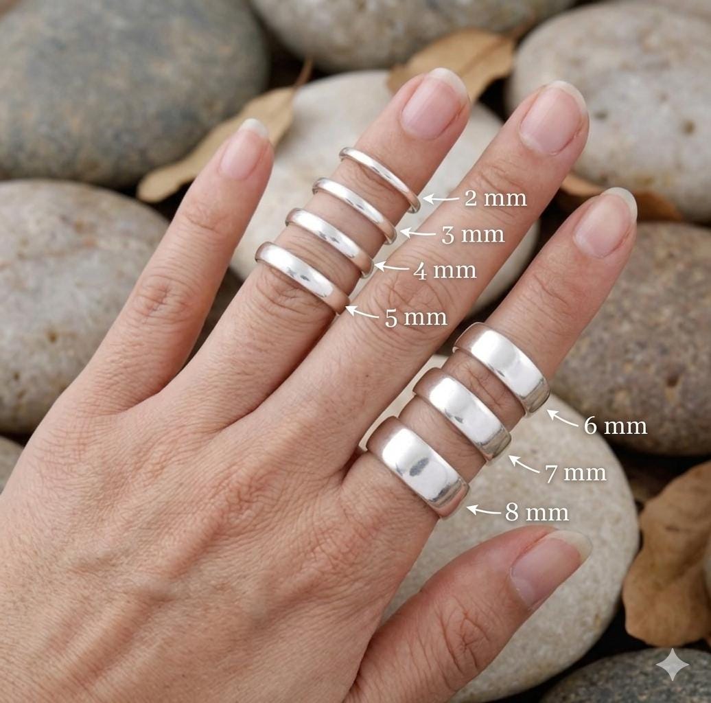 Solid 925 Sterling Silver Comfort Fit Band Ring, High Polish Minimalist Stacking Ring