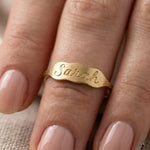 Custom Script Name Ring, Personalized Sterling Silver Jewelry, Dainty Nameplate Band