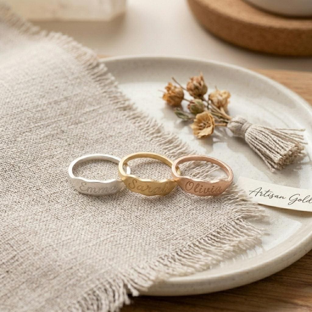 Custom Script Name Ring, Personalized Sterling Silver Jewelry, Dainty Nameplate Band