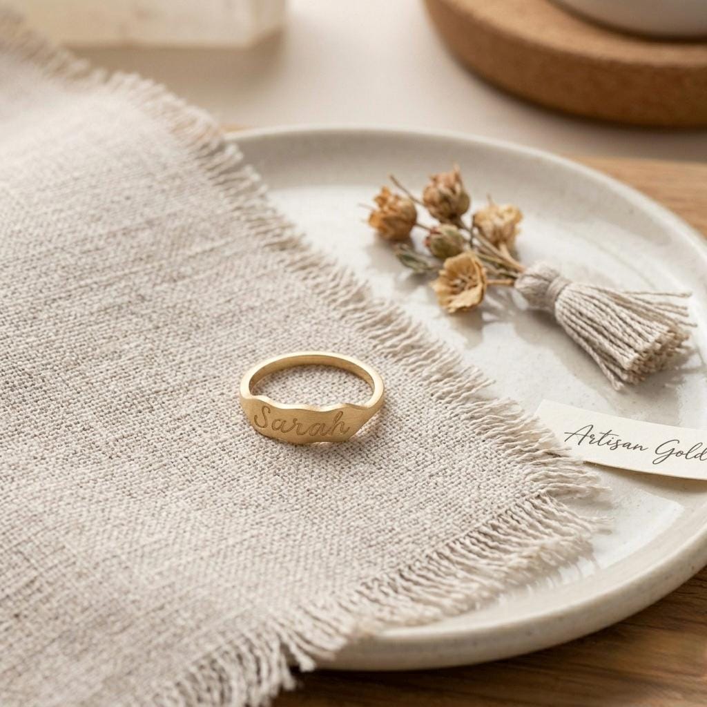 Custom Script Name Ring, Personalized Sterling Silver Jewelry, Dainty Nameplate Band