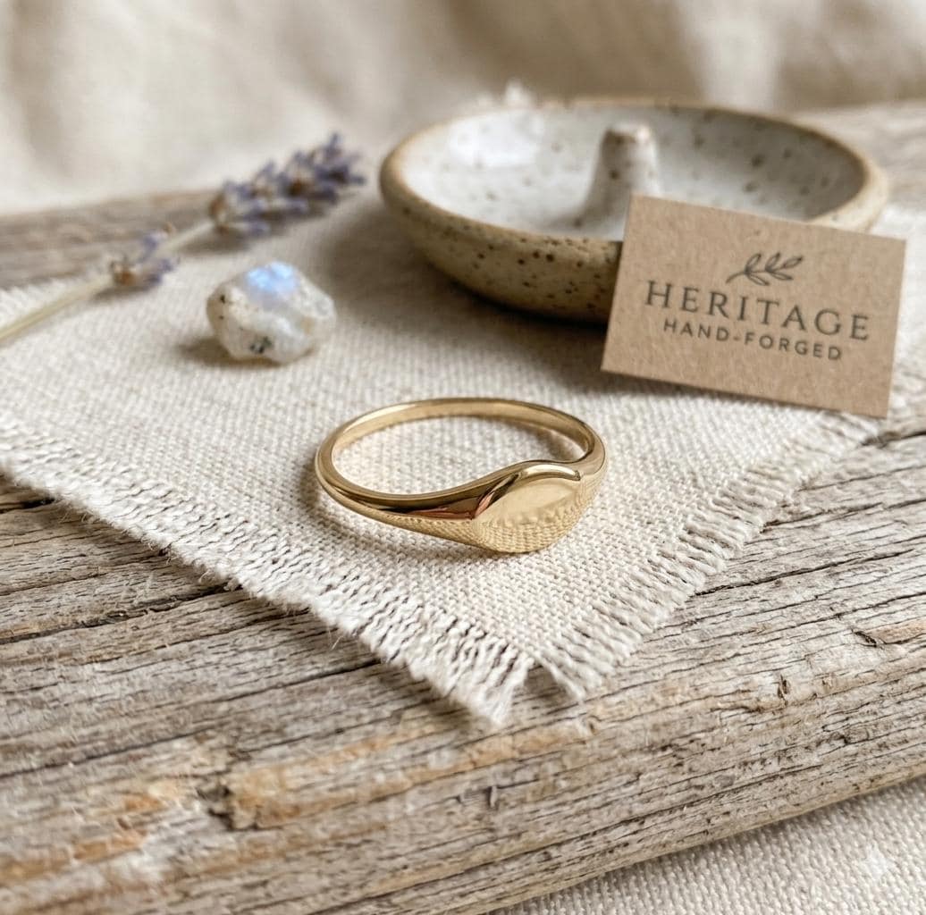 Oval Signet Ring, Gold Silver Dainty Stackable, 925 Sterling Personalized Engraving