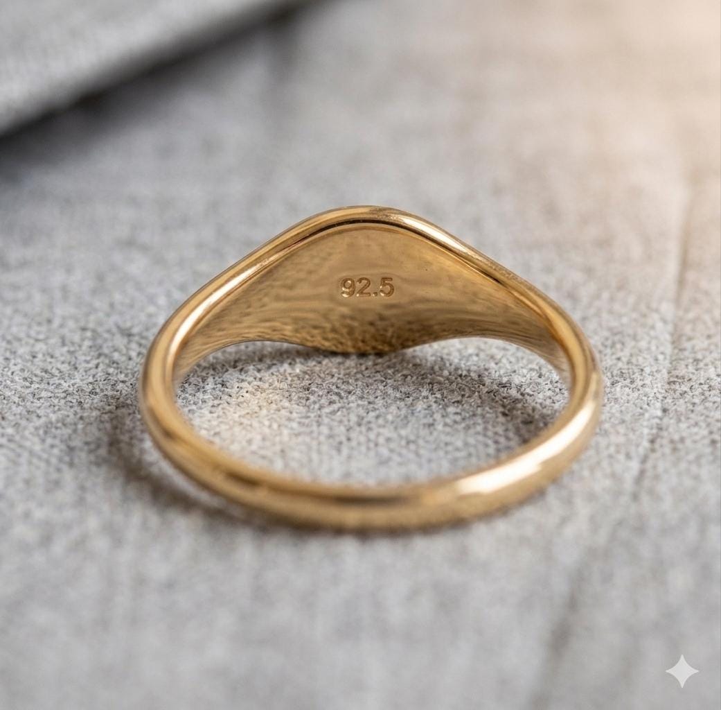 Oval Signet Ring, Gold Silver Dainty Stackable, 925 Sterling Personalized Engraving
