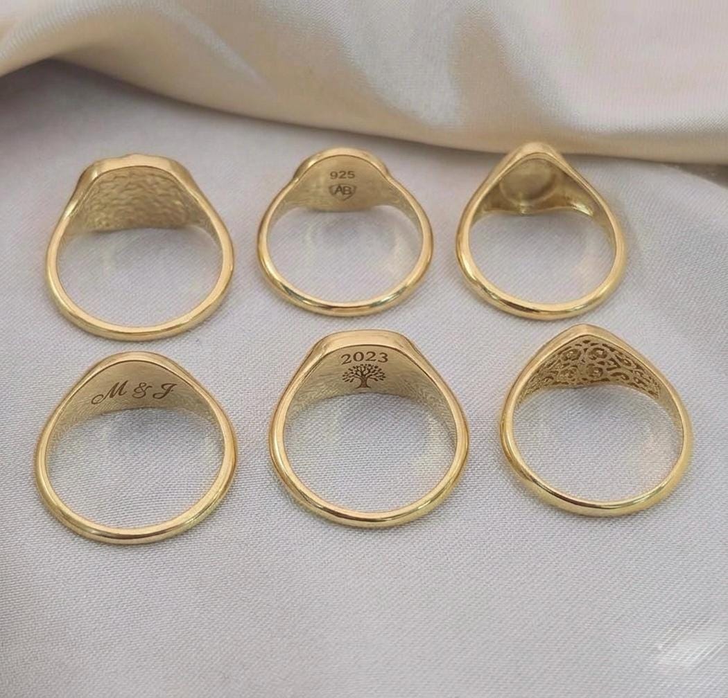 Personalized Oval Signet Ring, Engraved Initials, 925 Sterling Silver, Minimalist Gold Ring