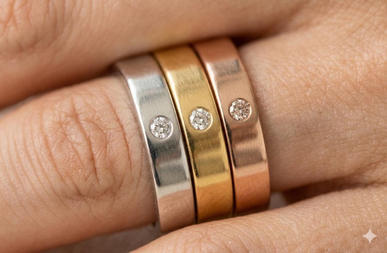 Minimalist Gemstone Band Ring, Sterling Silver, Gold, Rose Gold, Stackable Everyday Jewelry