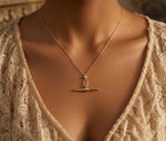 Minimalist Gold T-Bar Necklace, Dainty Everyday Jewelry, Sterling Silver Chain