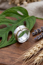 Hammered Sterling Silver Cross Ring, Wide Band Statement, Minimalist Religious Jewelry