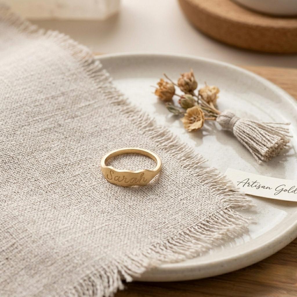 Custom Script Name Ring, Personalized Sterling Silver Jewelry, Dainty Nameplate Band
