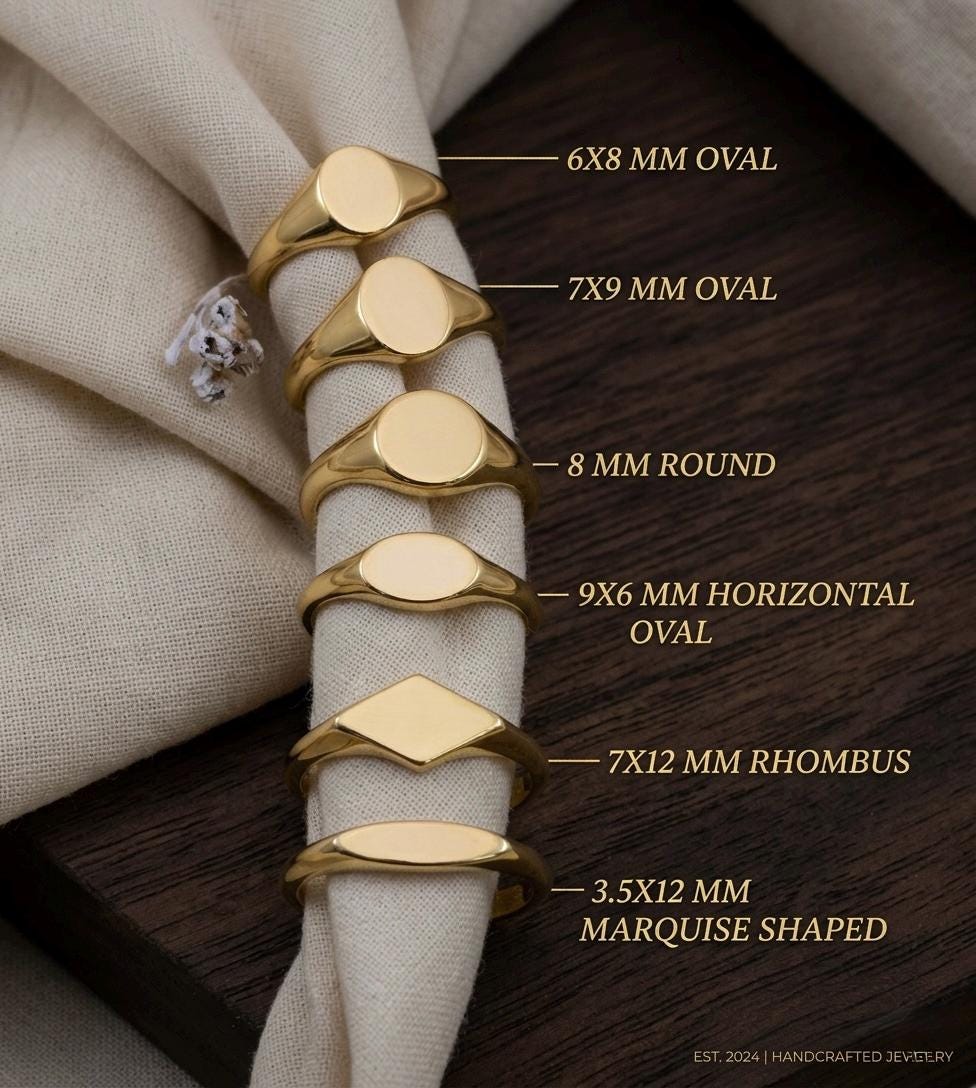 Personalized Oval Signet Ring, Engraved Initials, 925 Sterling Silver, Minimalist Gold Ring