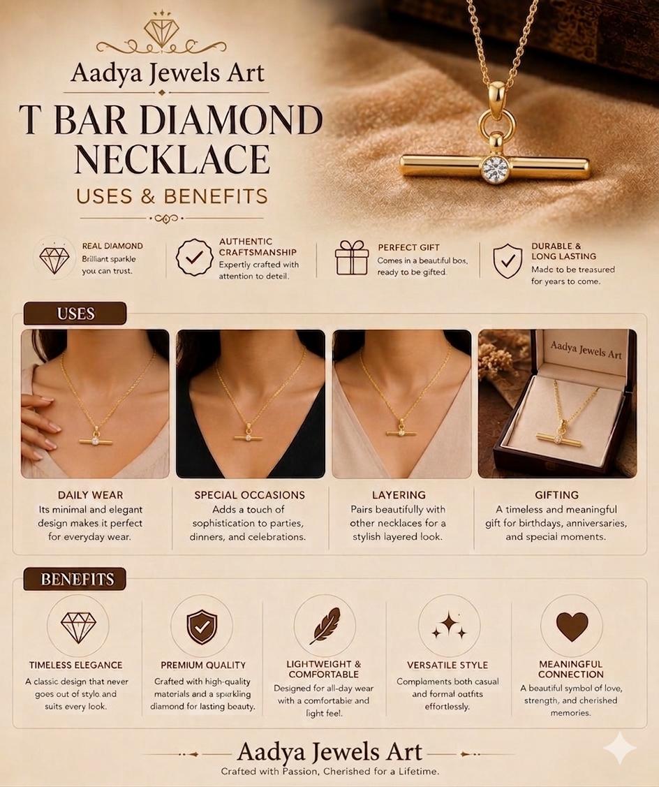 Moissanite Diamond T Bar Pendant Necklace, 925 Sterling Silver, Minimalist Wedding Jewelry