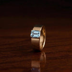 Emerald Cut Aquamarine Ring, 925 Sterling Silver, Thick Cigar Band Ring, Gold Plated Ring, Blue Topaz Ring, Statement Cocktail Ring,
