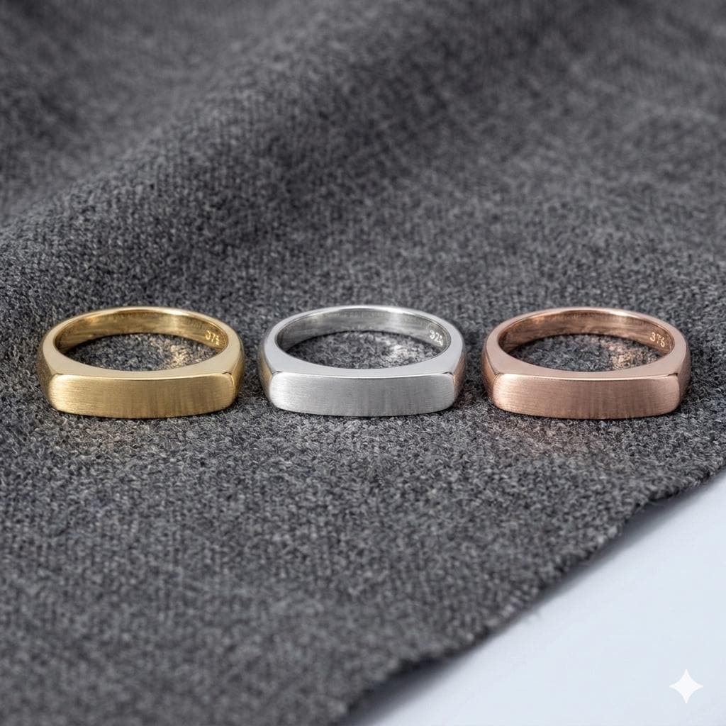 Minimalist Gold Bar Ring, Modern Geometric Signet Band, 14k Stackable Ring