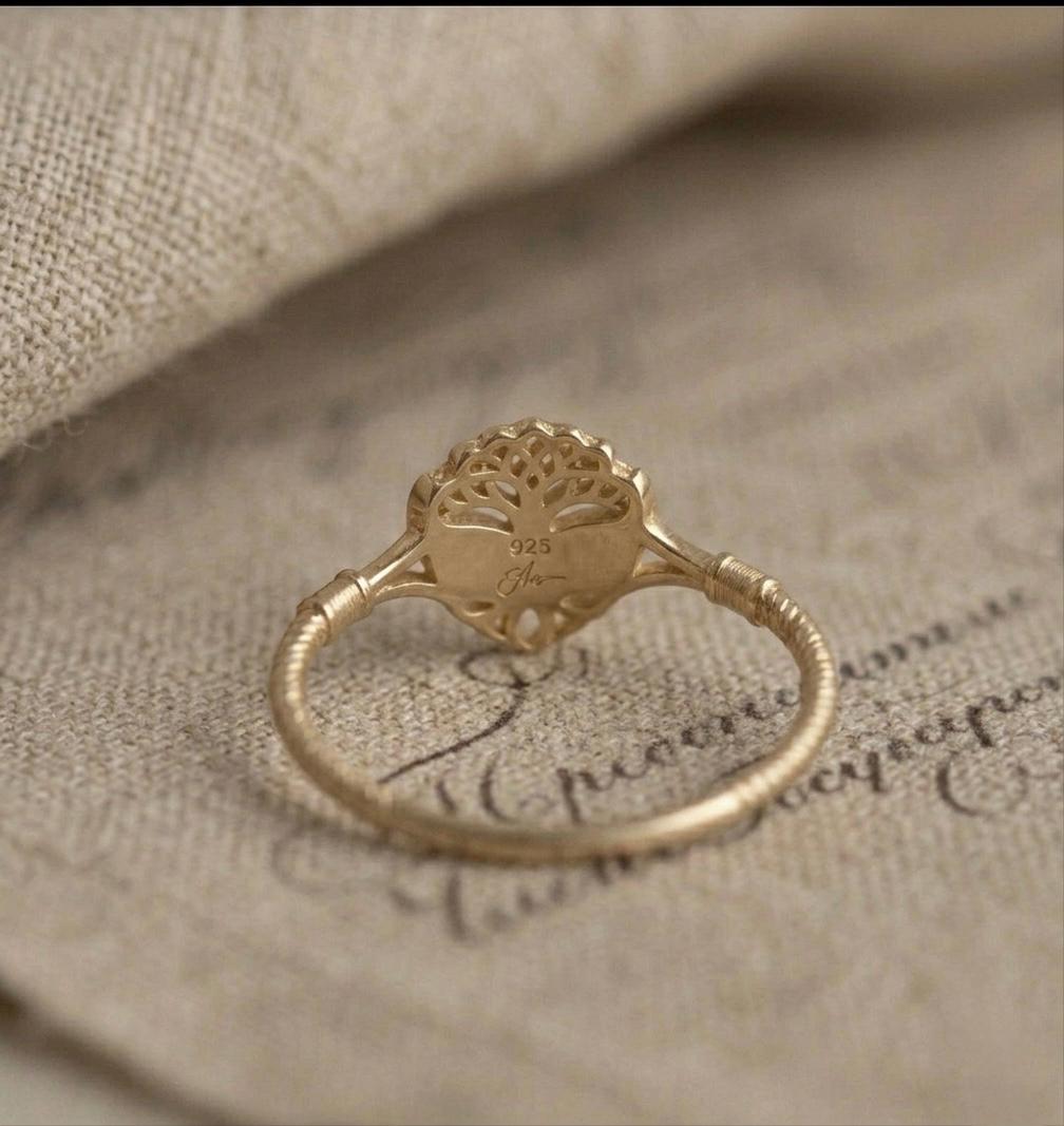 Sterling Silver Celtic Tree of Life Heart Knot Ring, Filigree Statement Band