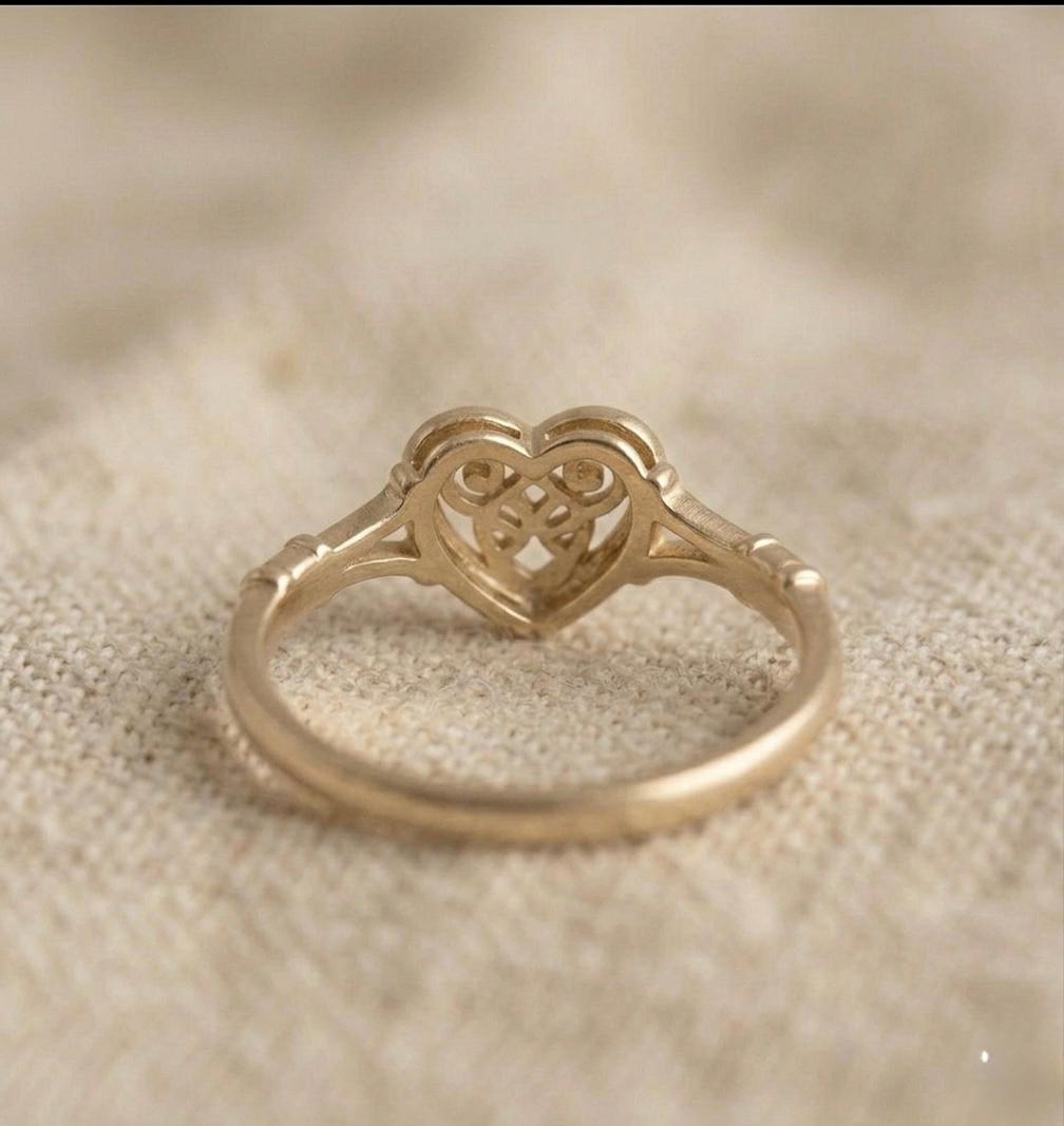 Handmade Celtic Heart Knot Ring, Vintage Filigree, Sterling Silver, Anniversary Gift