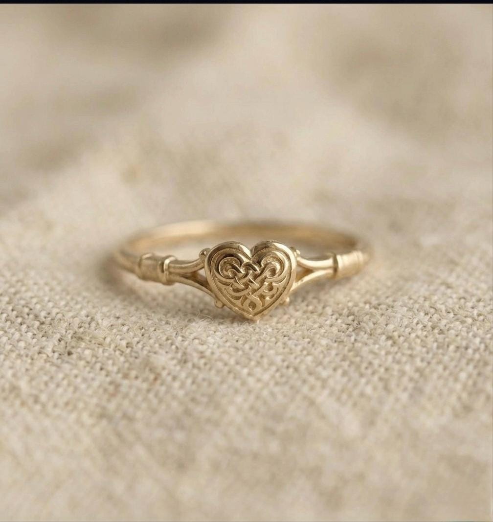 Handmade Celtic Heart Knot Ring, Vintage Filigree, Sterling Silver, Anniversary Gift