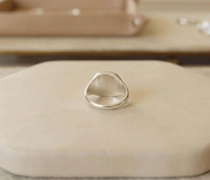 Red Tourmaline Signet Ring, 925 Sterling Silver, Minimalist Pinky Ring, October Birthstone