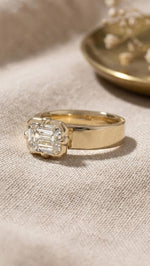 Emerald Cut Moissanite Solitaire Ring, Solid Gold Bezel Set Promise Ring