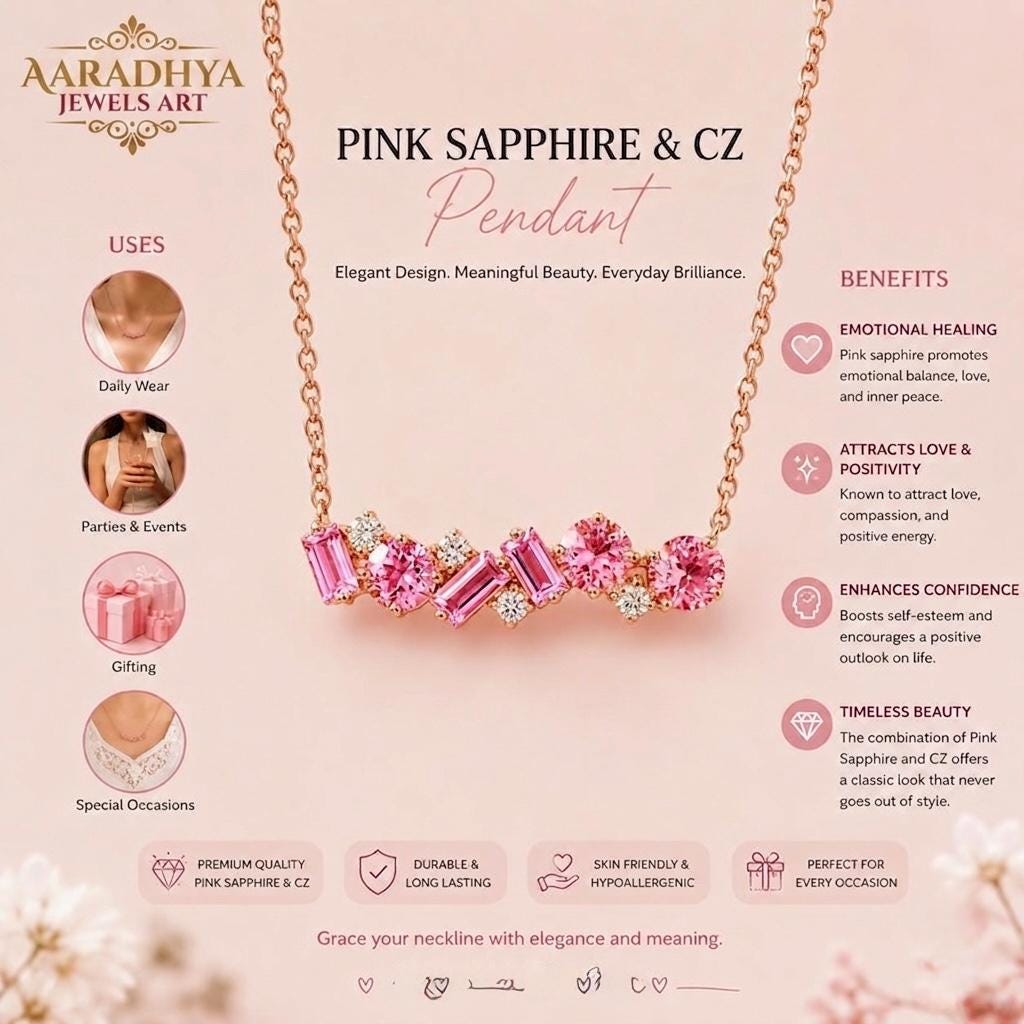 Pink Sapphire Bar Necklace, Mixed Cut Stones, Gold Chain, Minimalist Wedding Jewelry
