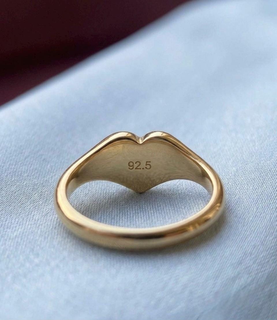 Amethyst Heart Signet Ring, 925 Sterling Silver, Minimalist Birthstone Jewelry