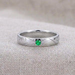 Engraved Starburst Gemstone Ring, 925 Silver, Boho Wedding Band