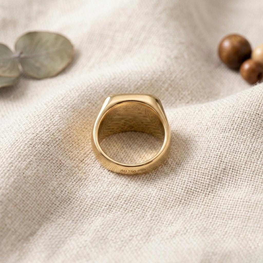 Minimalist Square Gold Signet Ring, 12x12mm Face, Personalized Jewelry