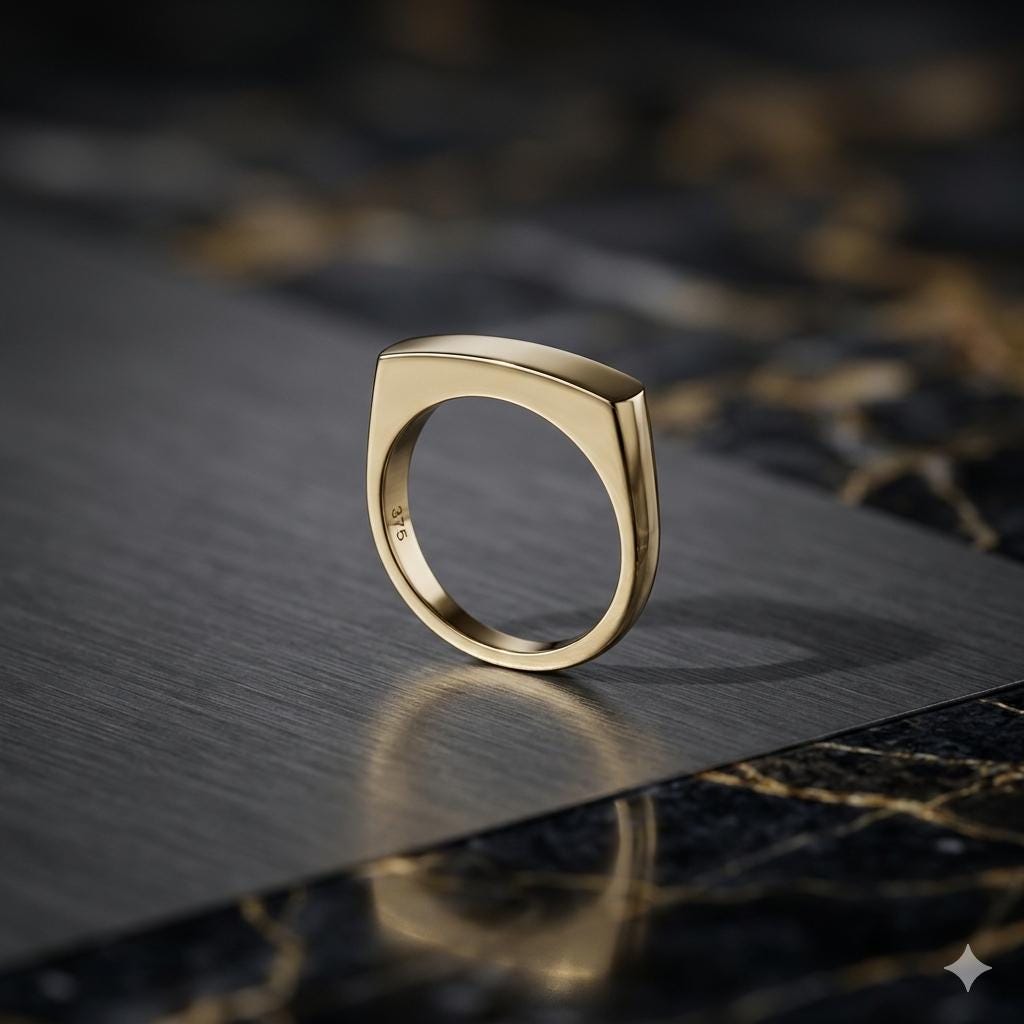 Minimalist Gold Bar Ring, Modern Geometric Signet Band, 14k Stackable Ring