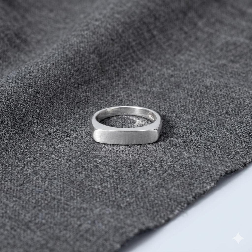 Minimalist Gold Bar Ring, Modern Geometric Signet Band, 14k Stackable Ring