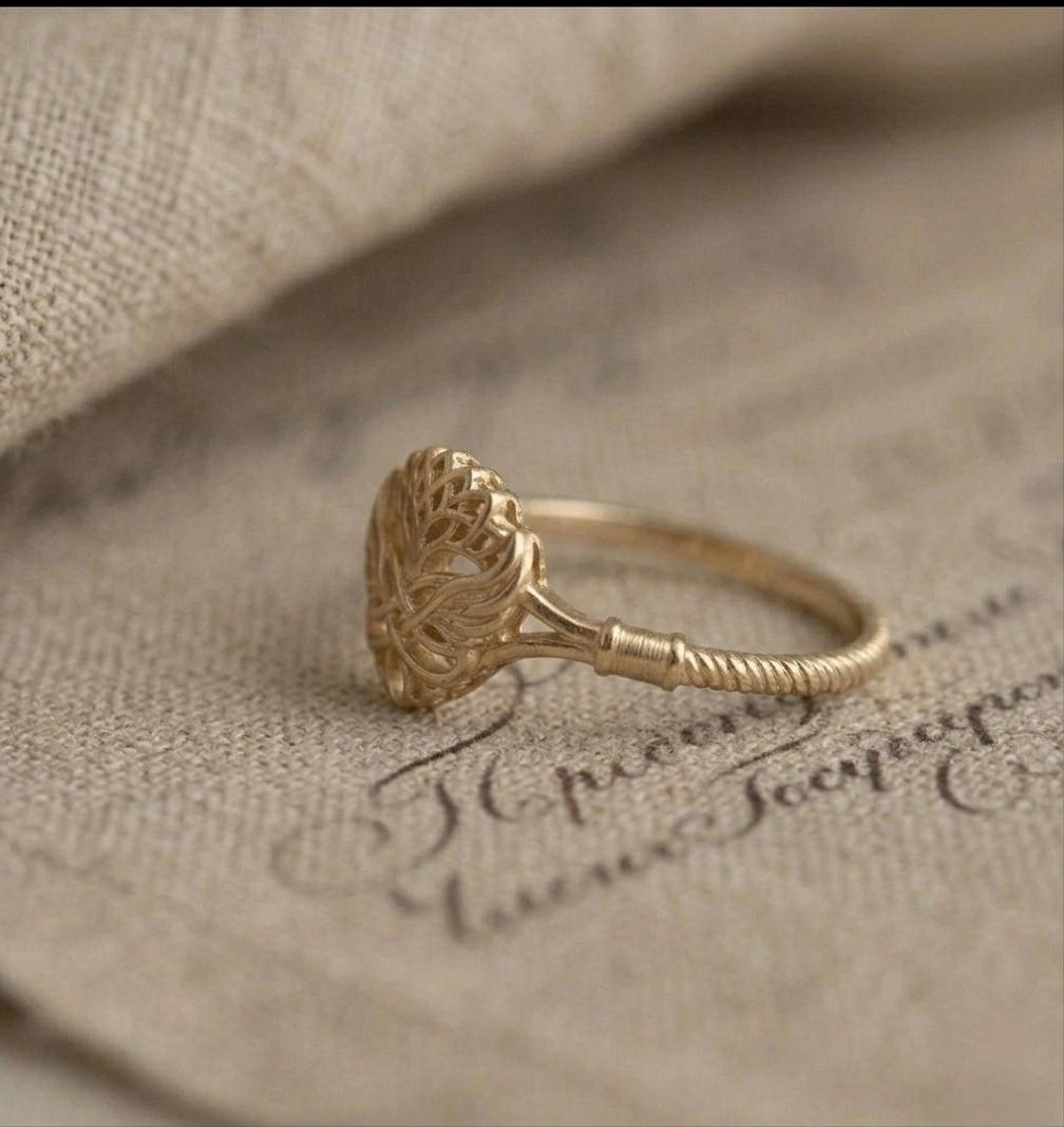 Sterling Silver Celtic Tree of Life Heart Knot Ring, Filigree Statement Band