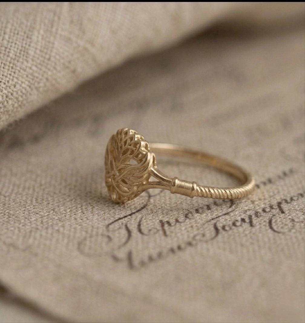 Sterling Silver Celtic Tree of Life Heart Knot Ring, Filigree Statement Band
