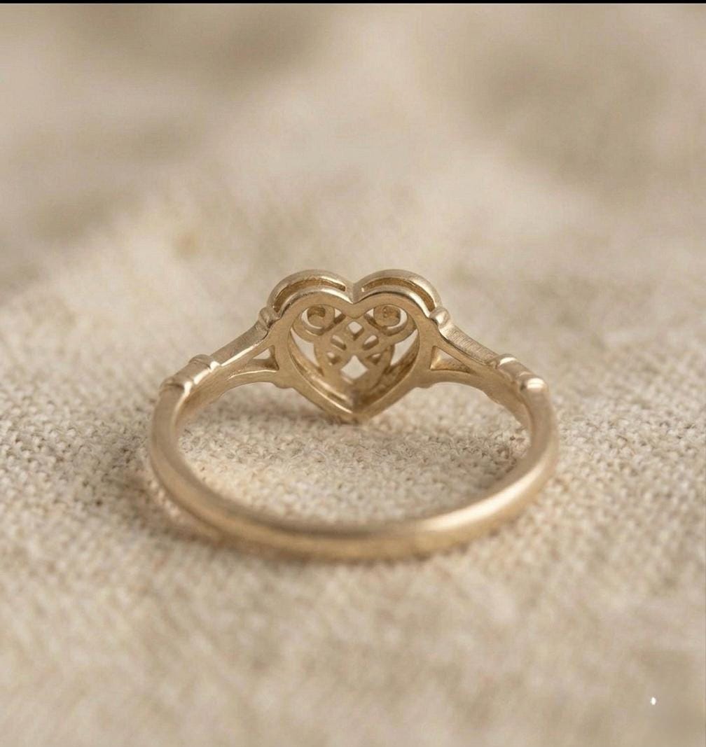 Handmade Celtic Heart Knot Ring, Vintage Filigree, Sterling Silver, Anniversary Gift