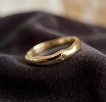Wavy Molten Garnet Ring, Organic Wave Stacking Band, 925 Sterling Silver, January Birthstone