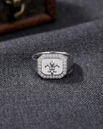 Fleur De Lis Signet Ring, Sterling Silver, Engraved Crest, Minimalist Statement, Unisex Jewelry