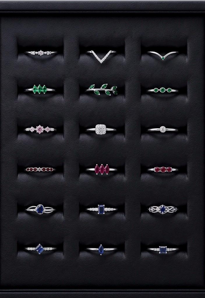Sterling Silver Stackable Gemstone Rings, Minimalist Birthstone Bands