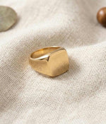 Minimalist Square Gold Signet Ring, 12x12mm Face, Personalized Jewelry