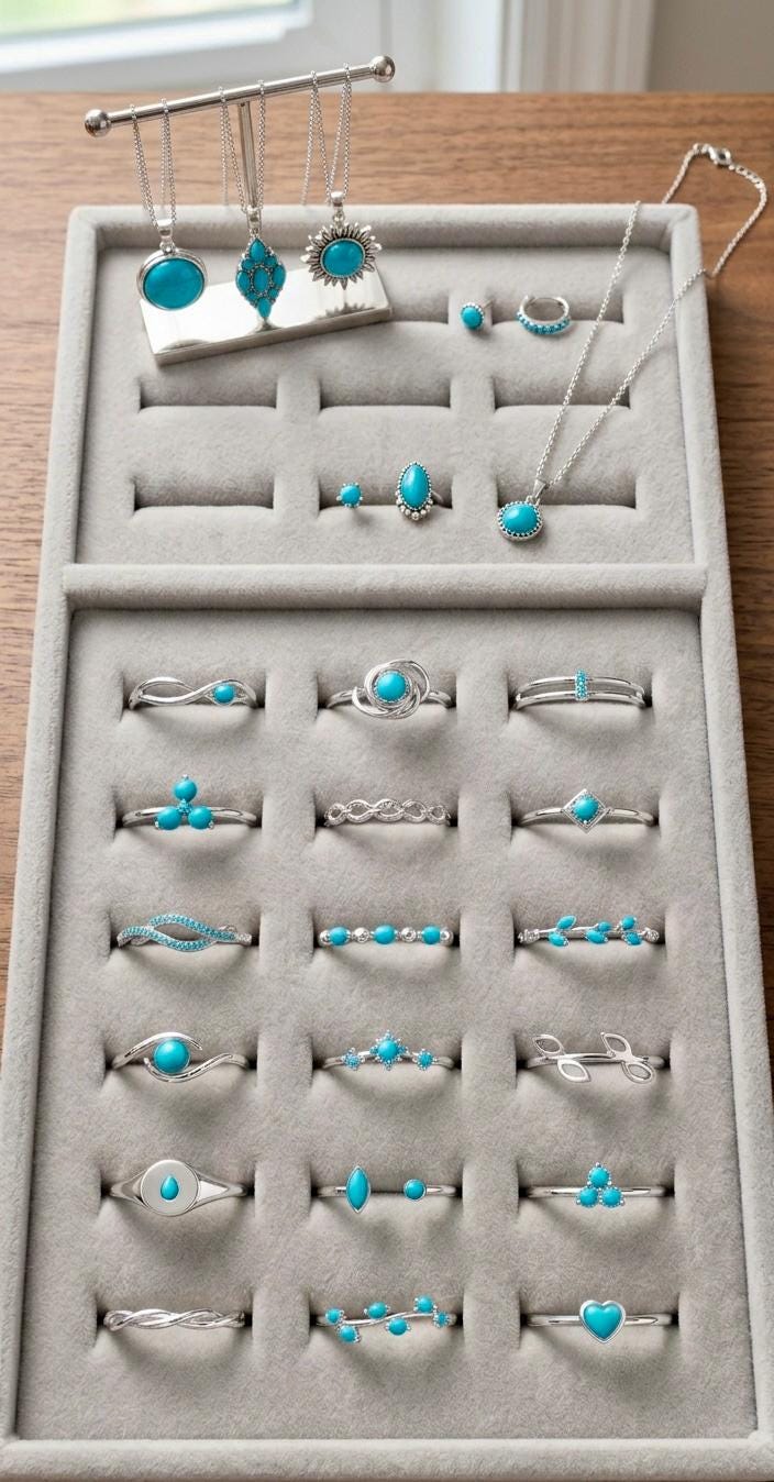 Sterling Silver Turquoise Ring, Dainty Boho Stacking Band, December Birthstone