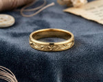 Matte Gold Olive Leaf Wedding Band, Engraved Botanical Nature Ring