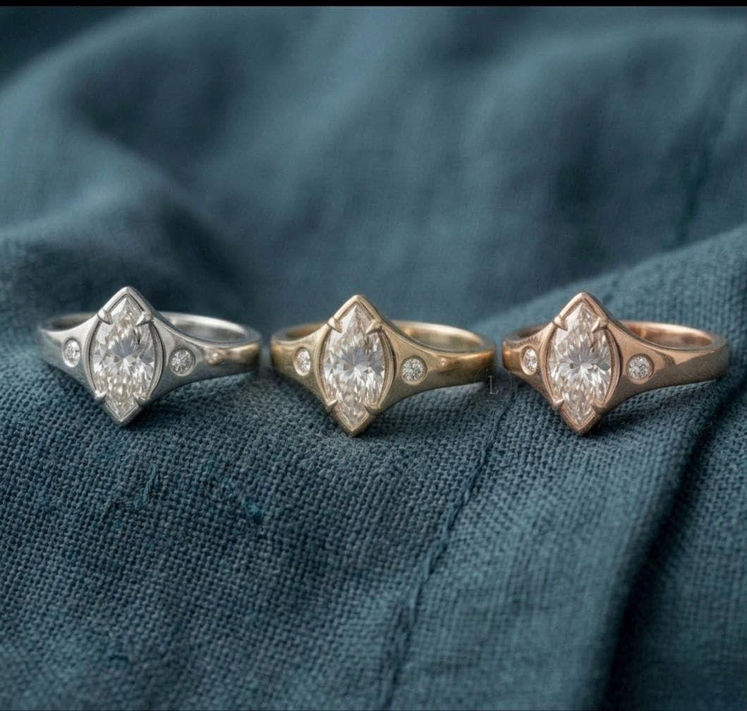 Marquise Moissanite Ring, Vintage Gold, 925 Sterling Silver, Antique Bridal Band