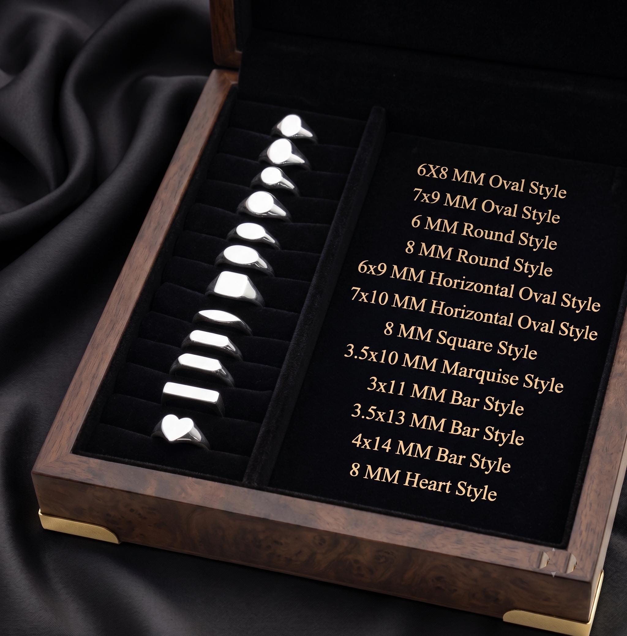 Professional Jeweler's Blank Signet Ring Sizing Kit - Assorted Shapes and Dimensions