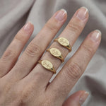 Custom Birth Flower Signet Ring, Dainty Gold Botanical Jewelry, Personalized Mom Gift